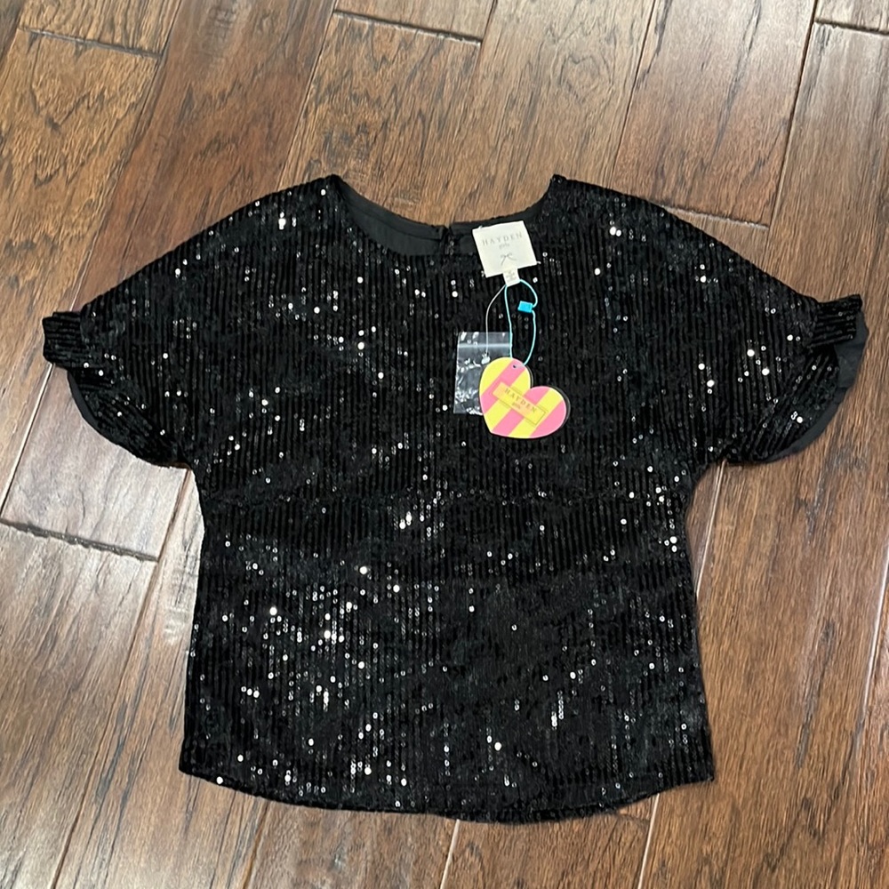 Hayden girls black sequin shirt